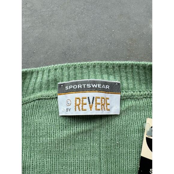 New Deadstock Vintage 80s Sweater Pullover Men Large V-Neck Golf Prep Sage Green - Picture 4 of 6